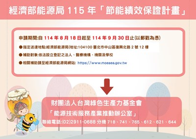 115年節能績效保證計畫公告